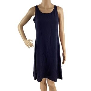 Eileen Fisher Silk Scoop Neck Tank Dress Navy Petite PP / XSP